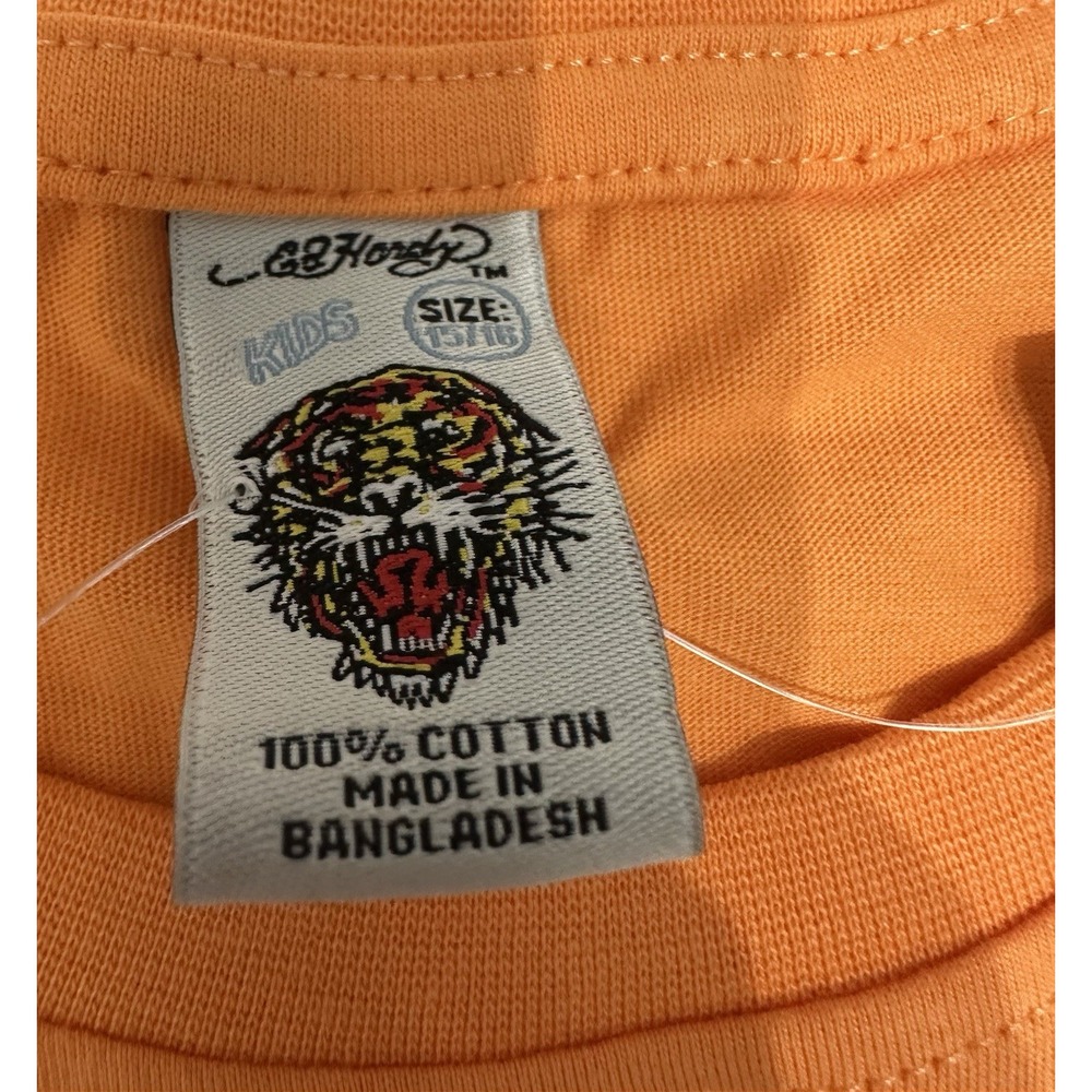 Shirt Ed Hardy Kids T Shirt Tiger Print Orange Color 100 Cotton  Size 15/16 NWT - Picture 4 of 4